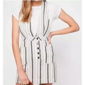 Free People Overall Skirt Striped Denim‎ Striped Cotton Blend Women's Size 0